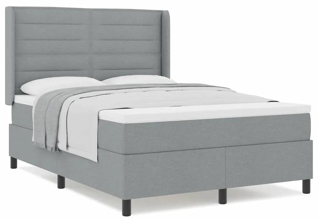 Cama com Estrado e Colchão Cinza Claro 160x200 cm em Tecido