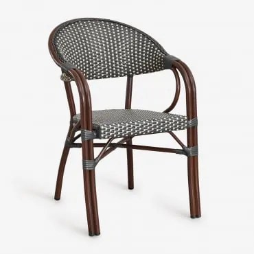 Pacote De 2 Cadeiras De Jardim Empilháveis Com Braços Em Alumínio Brielle Bistro Cinza Grafito - Gardénia Branco - Sklum