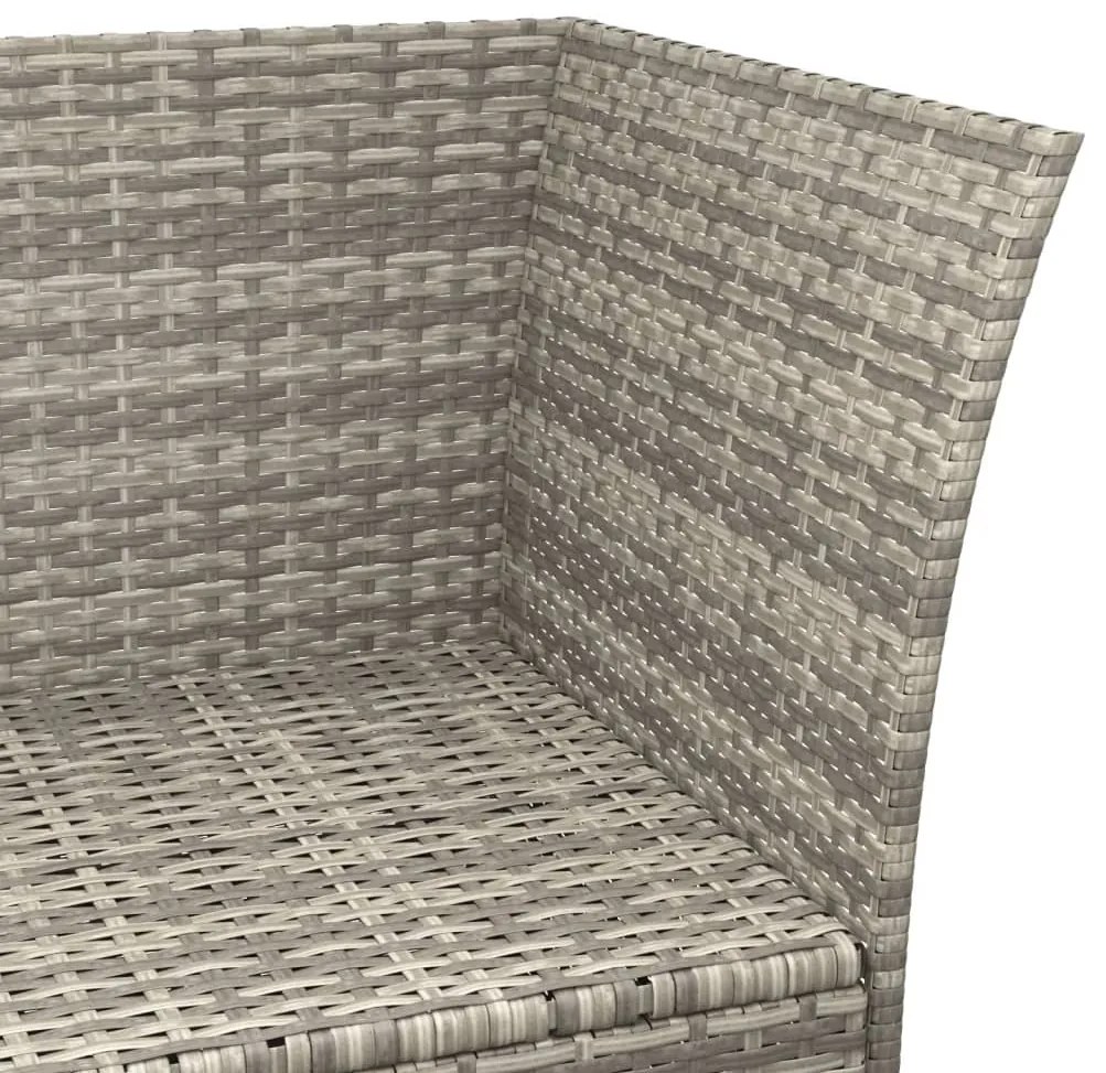 4 pcs conjunto lounge de jardim c/ almofadões vime PE cinzento