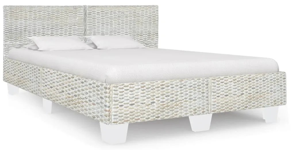 vidaXL Estrutura de cama 140x200 cm vime genuíno cinzento