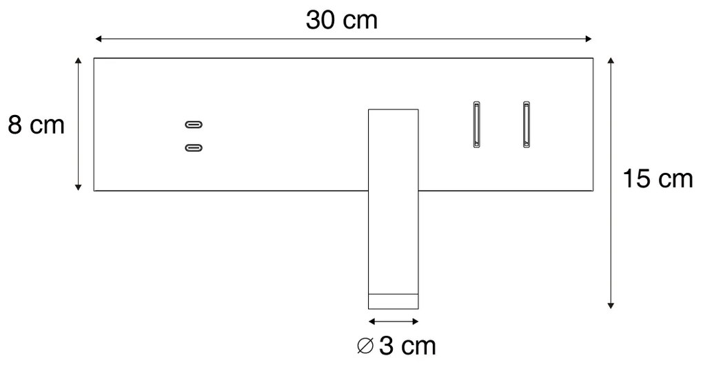 Candeeiro de Parede Branco Ajustável com USB-C incl. LED - Modric Moderno