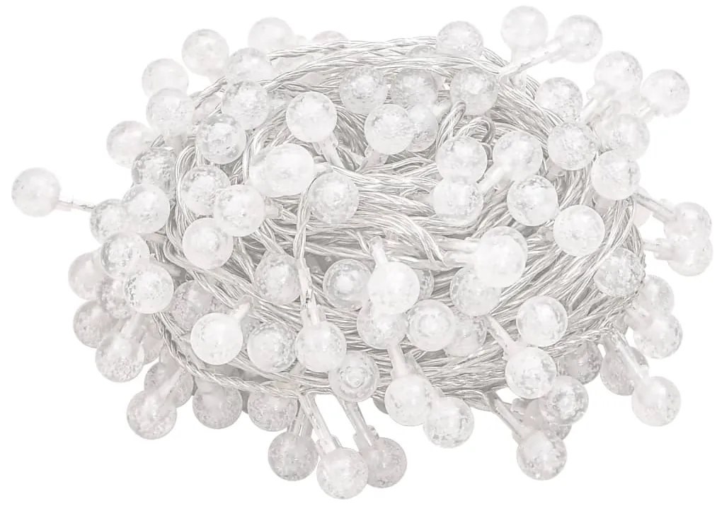 Cordão de luzes em globo 40 m 400 LED 8 funções branco frio
