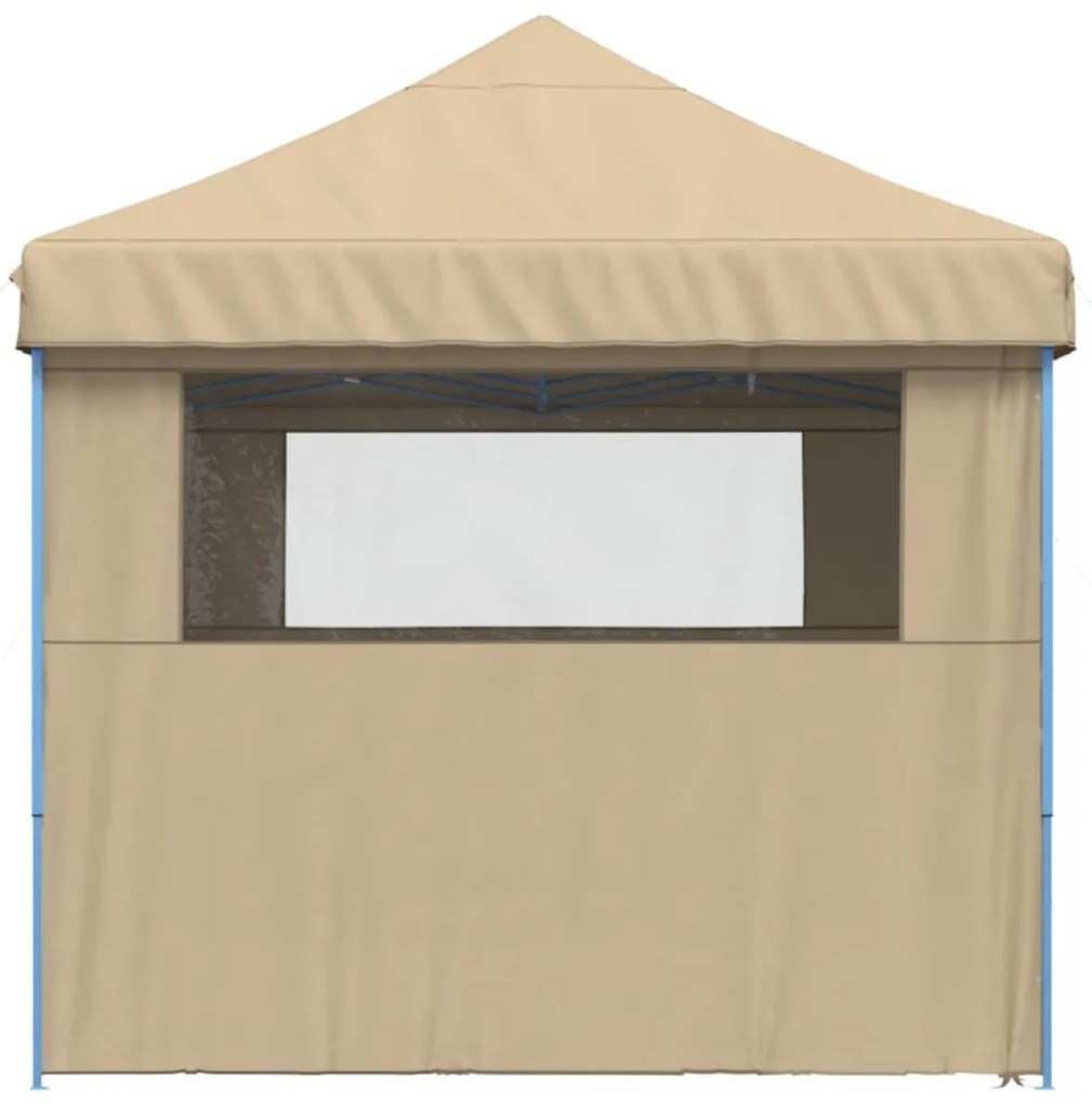 Tenda para festas pop-up dobrável com 4 paredes laterais bege