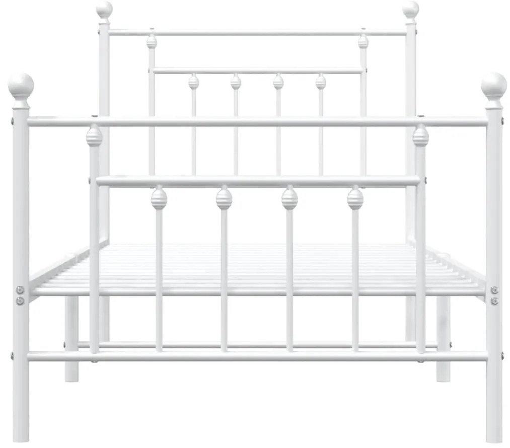 Estrutura de cama com cabeceira e pés 90x200 cm metal branco