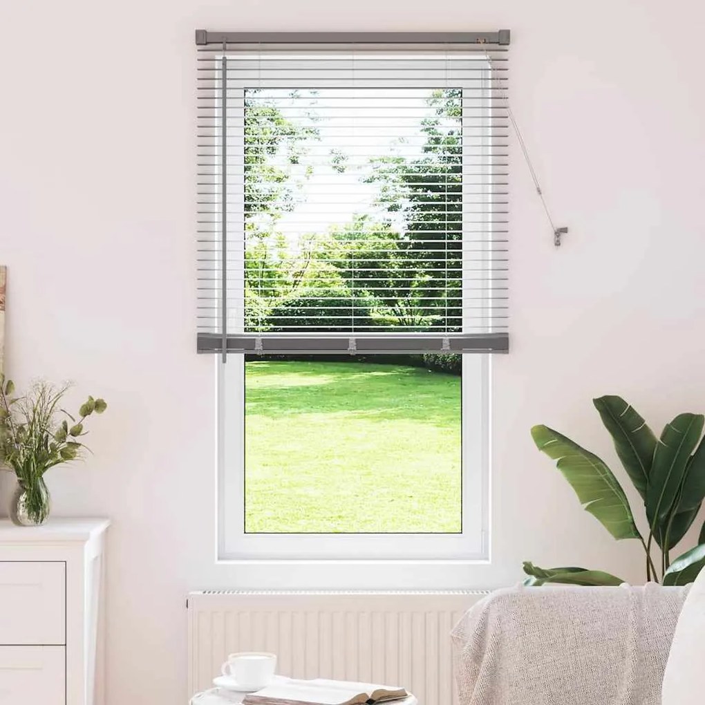 vidaXL Persiana de Janela com cortinas Manual Prata 80 x 130 cm Alumínio