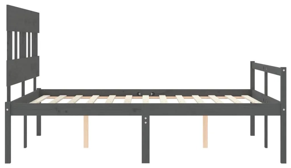 Cama para idosos king size com cabeceira madeira maciça cinza