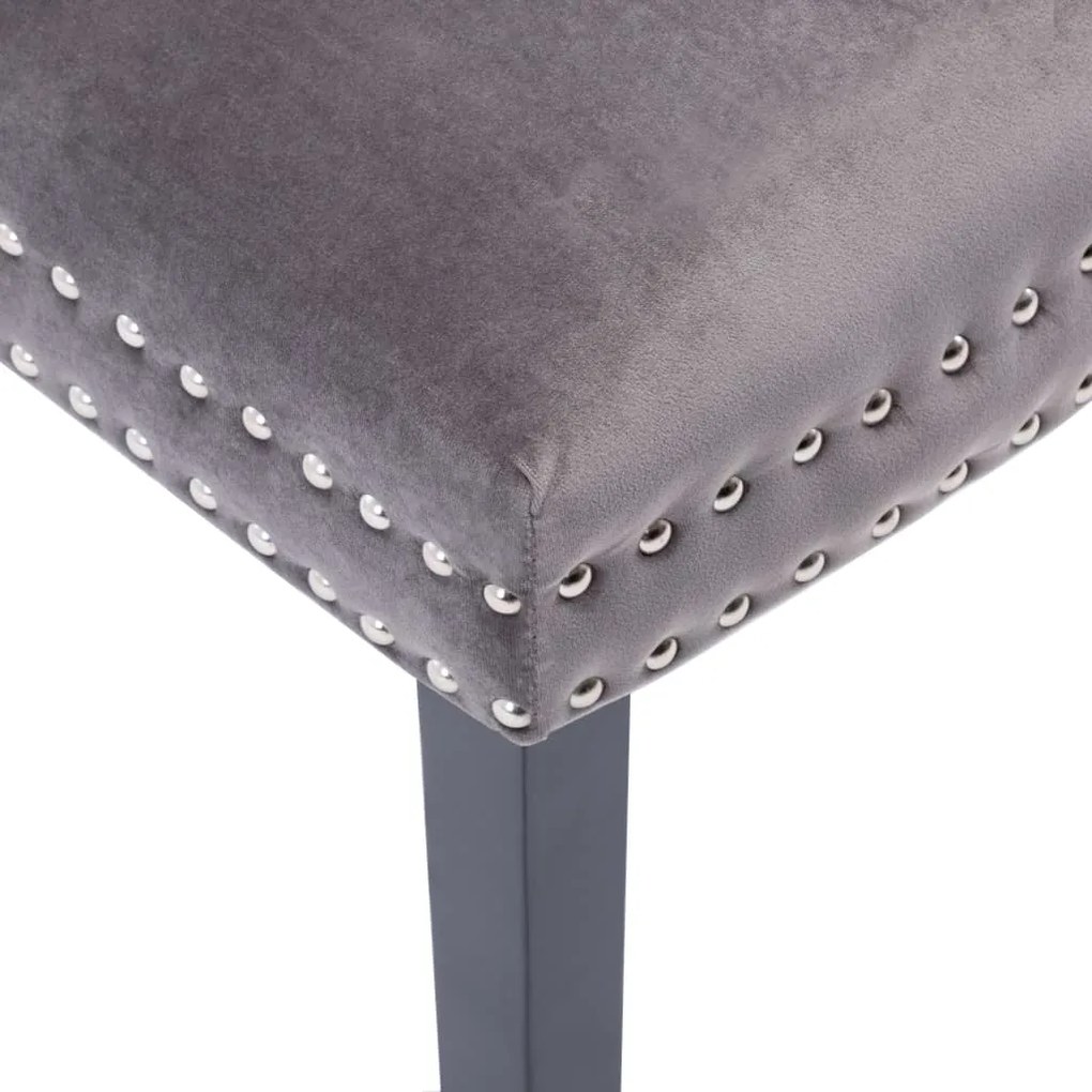 Cadeiras de jantar 2 pcs veludo cinzento