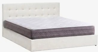 Cama Com Baú Articulado Estofada Abiel Chenille Branco Quebrado & 180 X 200 Cm & 180 X 200 Cm - Ivanor - Sklum