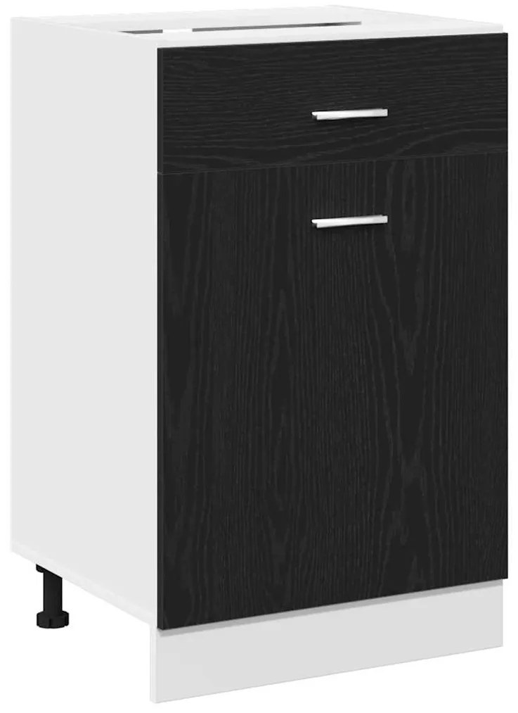 Armário de Gavetas Oak Preto da - 50x46x81,5 cm, feito de MDF.