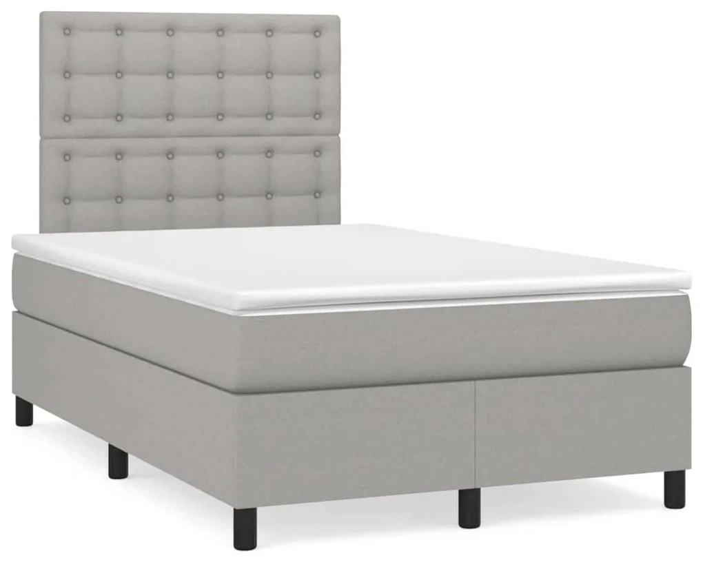 vidaXL Cama boxspring com colchão 120x190 cm tecido cinzento-claro