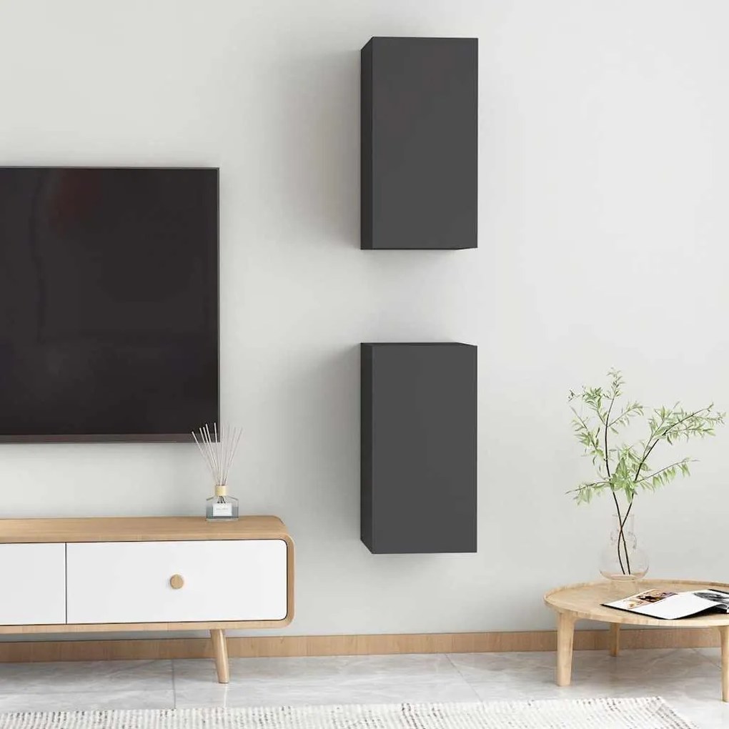 Móveis de TV 2 pcs 30,5x30x60 cm derivados de madeira cinzento