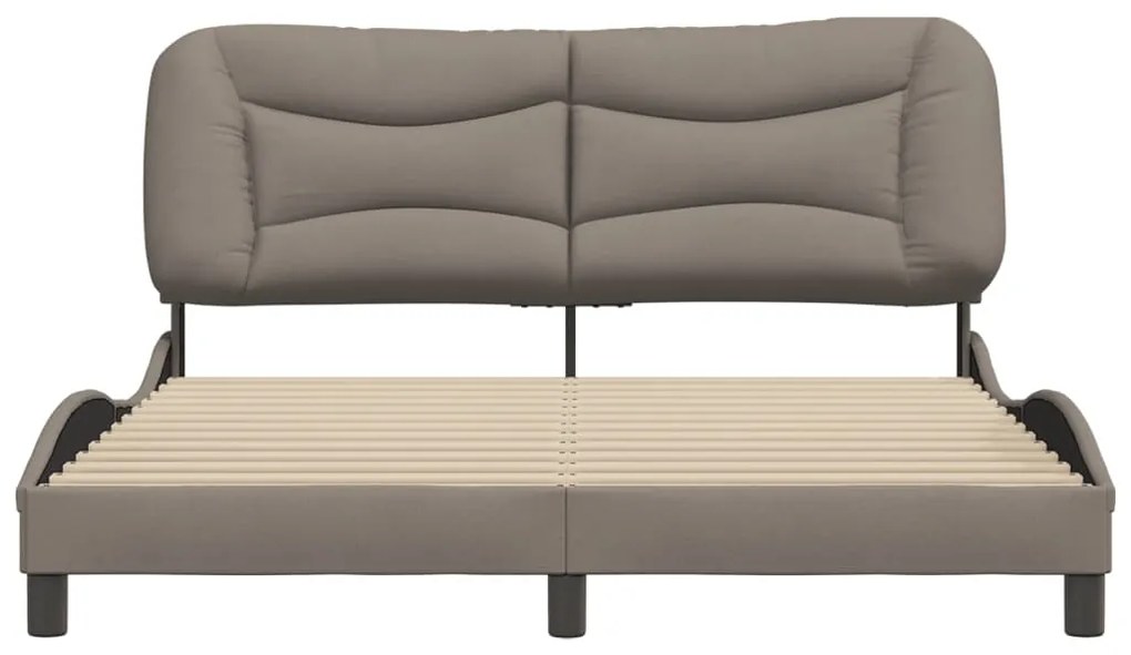 Cama sem colchão 160x200 cm tecido castanho-acinzentado