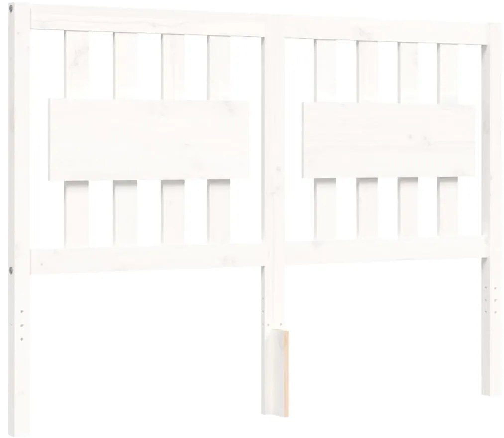Estrutura de cama de casal c/ cabeceira madeira maciça branco