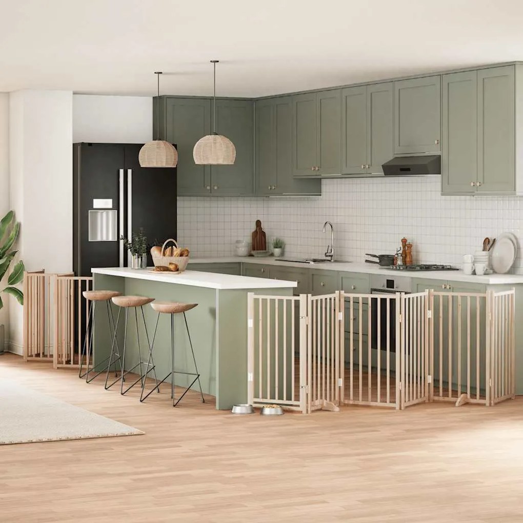 vidaXL Portão para cães com porta dobrável 12 painéis 600 cm álamo