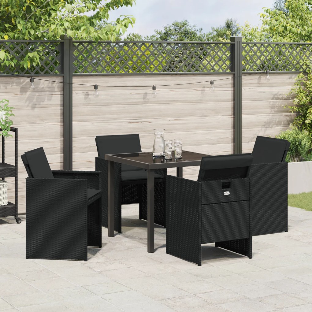 Conjunto de Jantar de Jardim Conjunto de 2 Preto Aço, Rattan