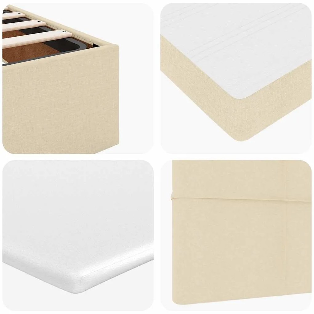 Cama otomana com colchão 100x200 cm tecido creme