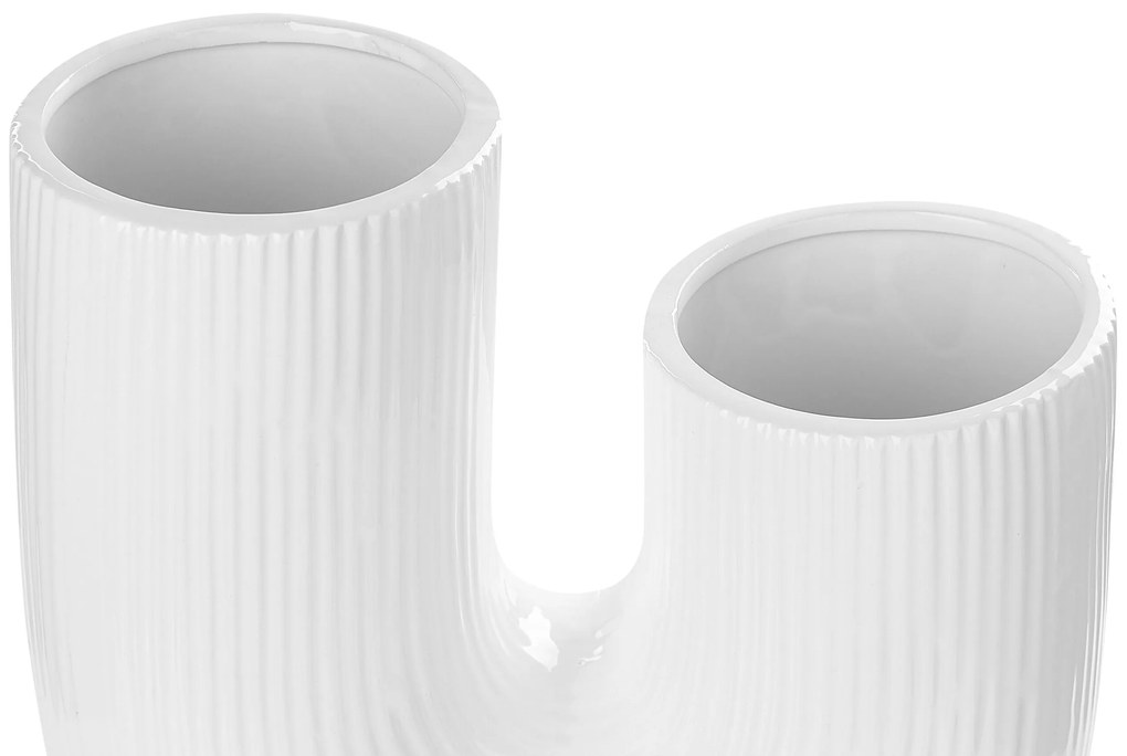 Vaso de cerâmica grés branca 23 cm MITILINI Beliani
