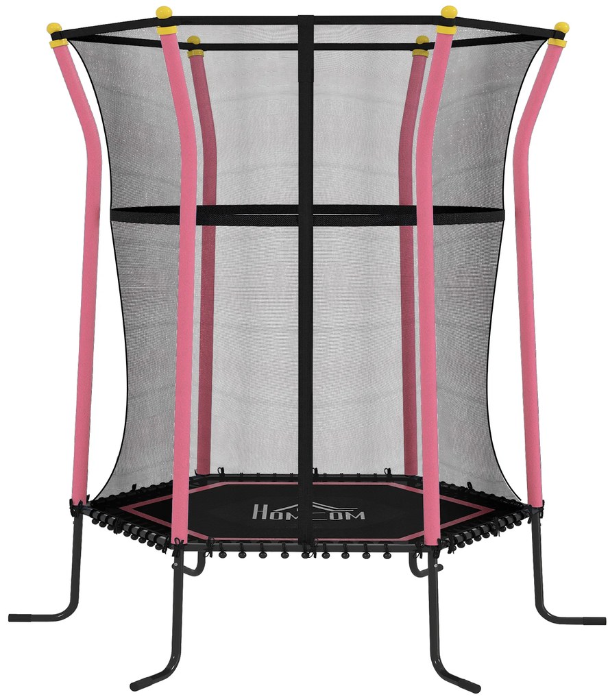 HOMCOM Trampolim para Crianças Cama Elástica Infantil com Rede de Segurança para Interiores e Exteriores Ø163,5x190 cm Rosa | Aosom Portugal