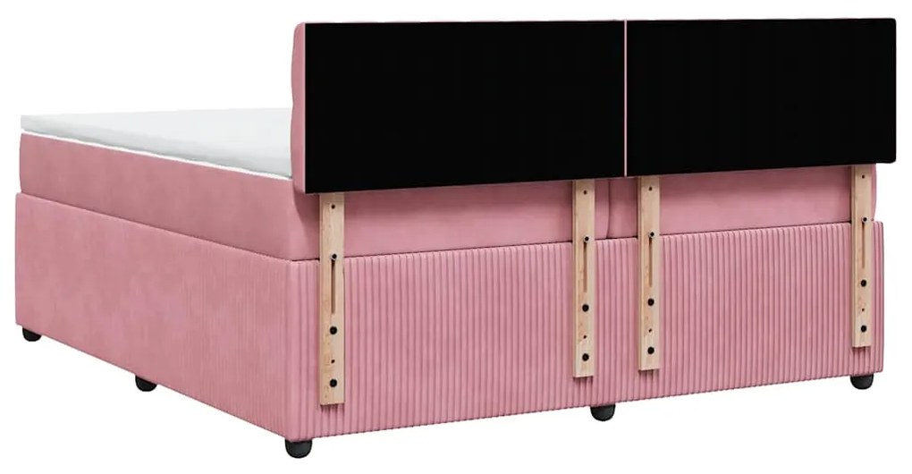 Cama com molas/colchão 200x200 cm veludo rosa