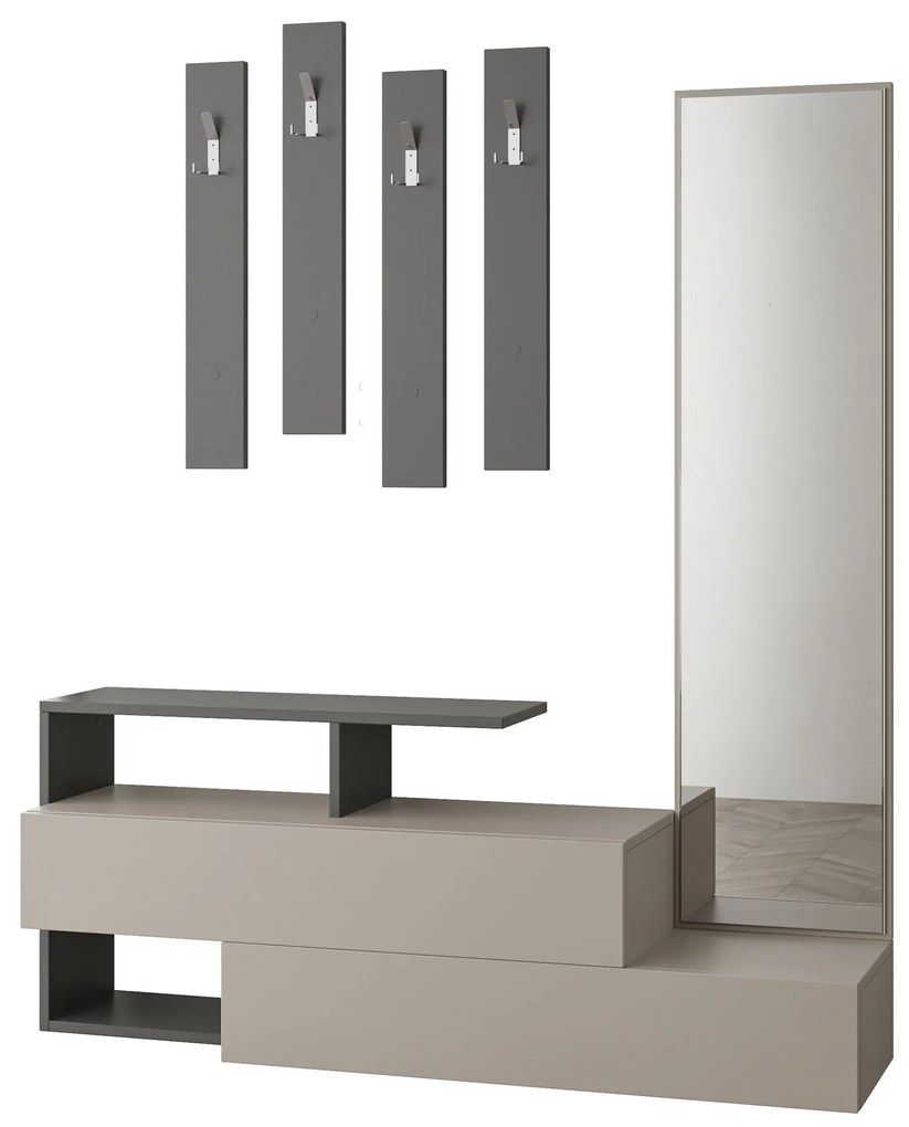 Hall Stand Ramda – Light Mocha Anthracite – 137 cm x 54,5 cm x 35 cm