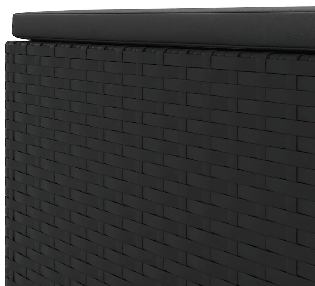 5 pcs conjunto lounge de jardim c/ almofadões vime PE preto