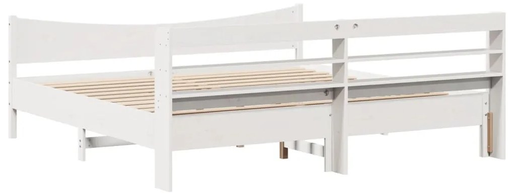Estrutura de cama com cabeceira 200x200 cm pinho maciço branco