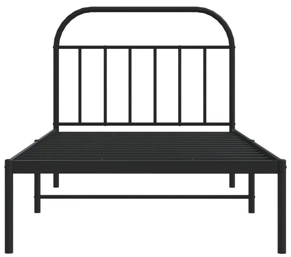 Estrutura de cama com cabeceira 107x203 cm metal preto