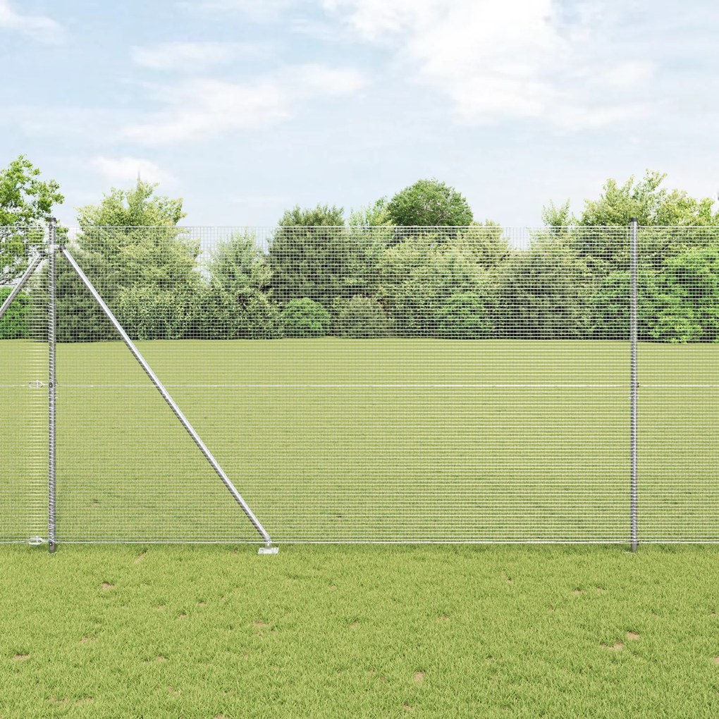 vidaXL Cerca de Arame Soldado com 13 Postes de Pique 1,5x50 m Aço Galvanizado