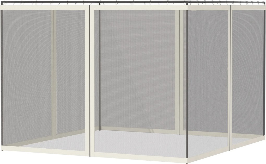 Redes mosquiteiras para tenda ou pavilhão de jardim 3 x 4 m - conjunto de 4 redes mosquiteiras com fecho de correr + ganchos de fixação