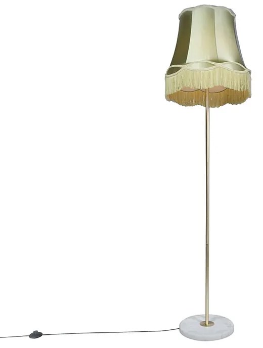 Candeeiro de pé retro em latão com abajur Granny verde 45 cm - Kaso Retro