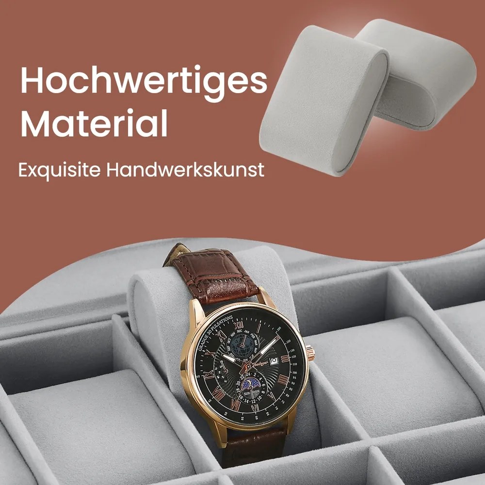 Caixa grande para 24 relógios 43,5 x 29,5 x 8,5 cm Preta