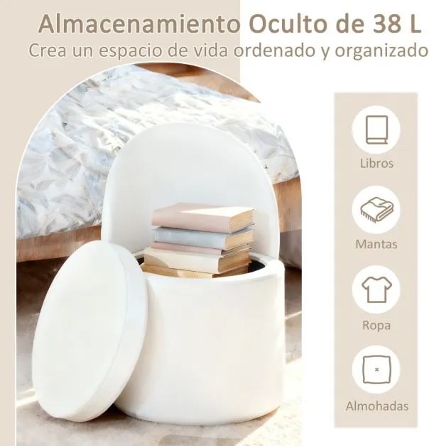Banco com encosto para Toucador estofada com assento acolchoado Design cilíndrico moderno Branco