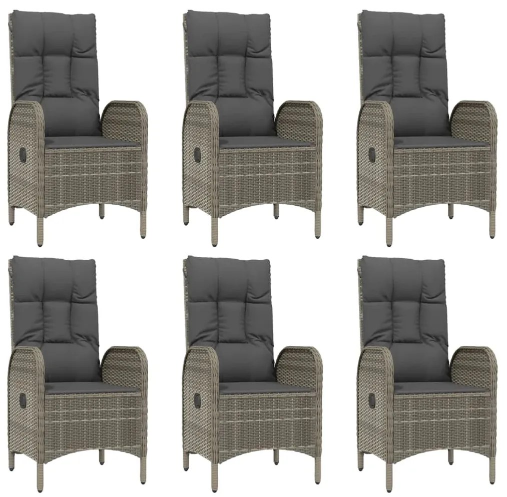 9 pcs conjunto de jantar p/ jardim c/ almofadões vime PE cinza