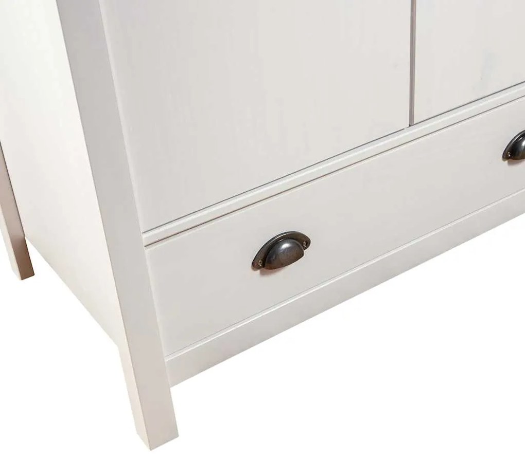 Roupeiro 3 portas Hill 127x50x170 cm pinho maciço branco