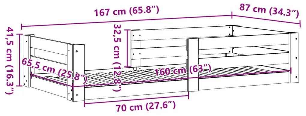 Cama sem colchão 80x160 cm madeira de pinho maciça castanho-mel