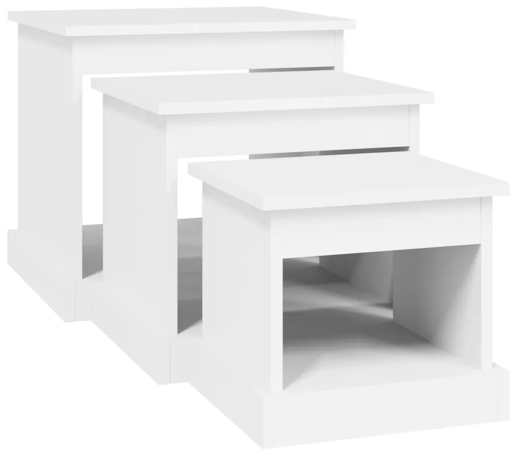 Mesas de centro 3 pcs derivados de madeira branco
