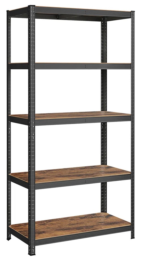 Estante de arrumação garagens, escritório, arrumos com 5 prateleiras em design industrial 60 x 120 x 200 cm Castanho Vintage -preto