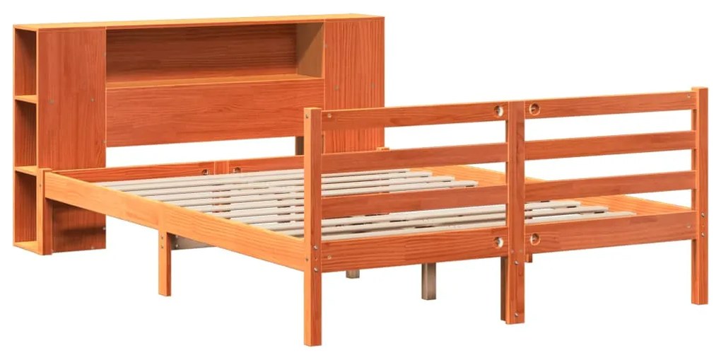 Cama com estante sem colchão 140x190 cm pinho maciço