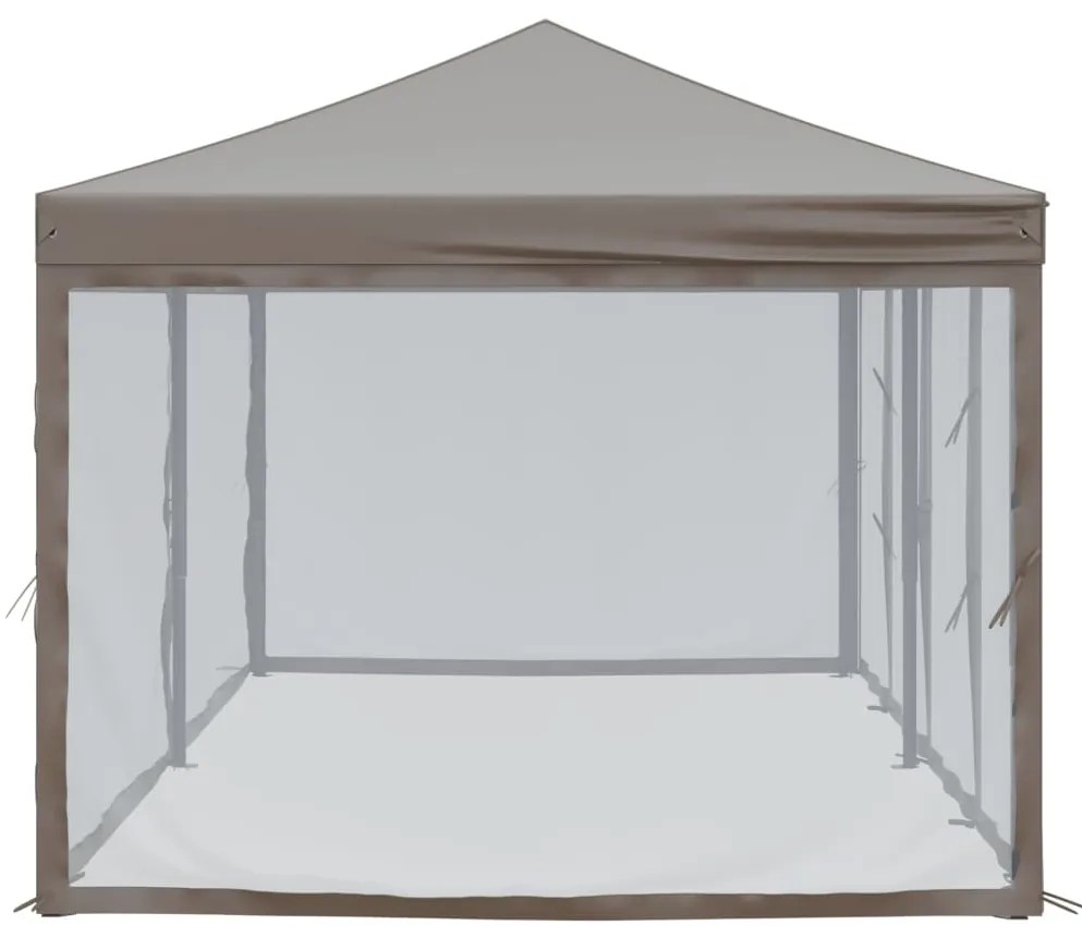 Tenda p/ festas dobrável c/ paredes laterais cinza-acastanhado