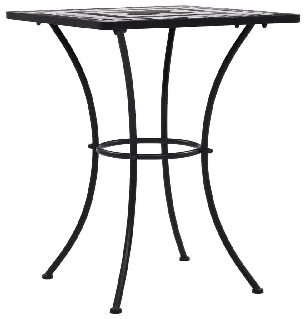 Mesa bistrô em mosaico 60 cm cerâmica preto e branco