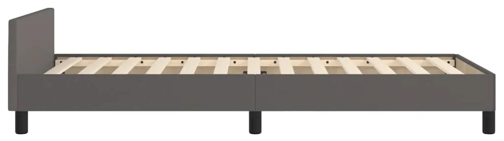 Estrutura de Cama Salu com Cabeceira em Couro Artificial Cinzento - 10