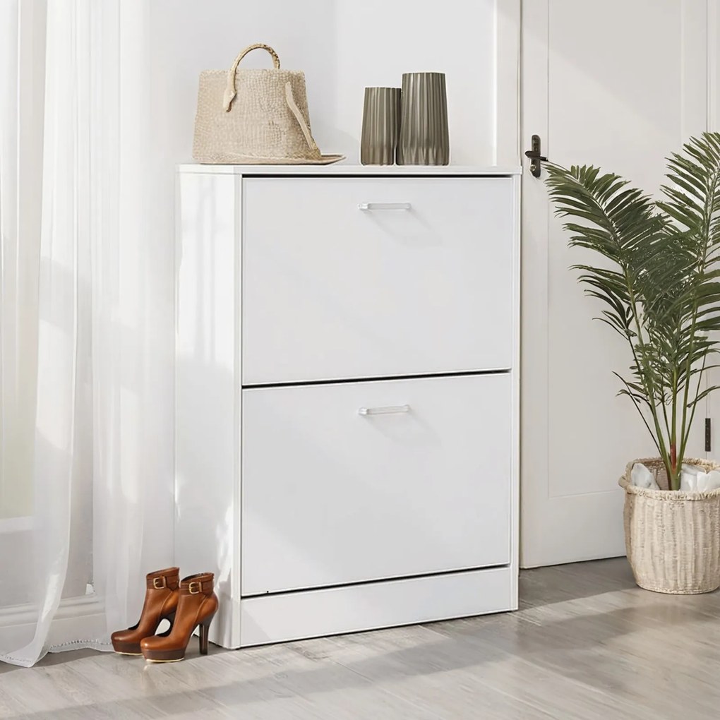 Armário para sapatos com 2 compartimentos de 60 x 24 x 83,5 cm branco