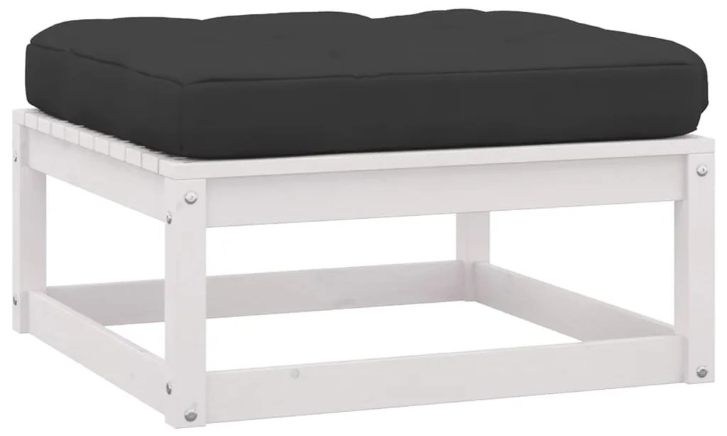 8 pcs conj. lounge de jardim c/ almofadões pinho maciço branco