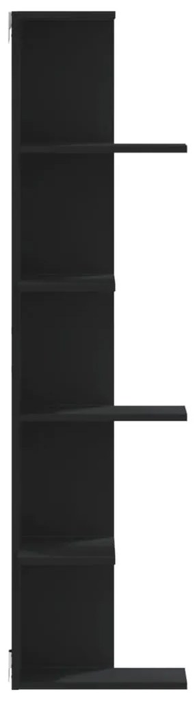 Estante parede p/ canto 36,5x36,5x140 cm deriv. madeira preto