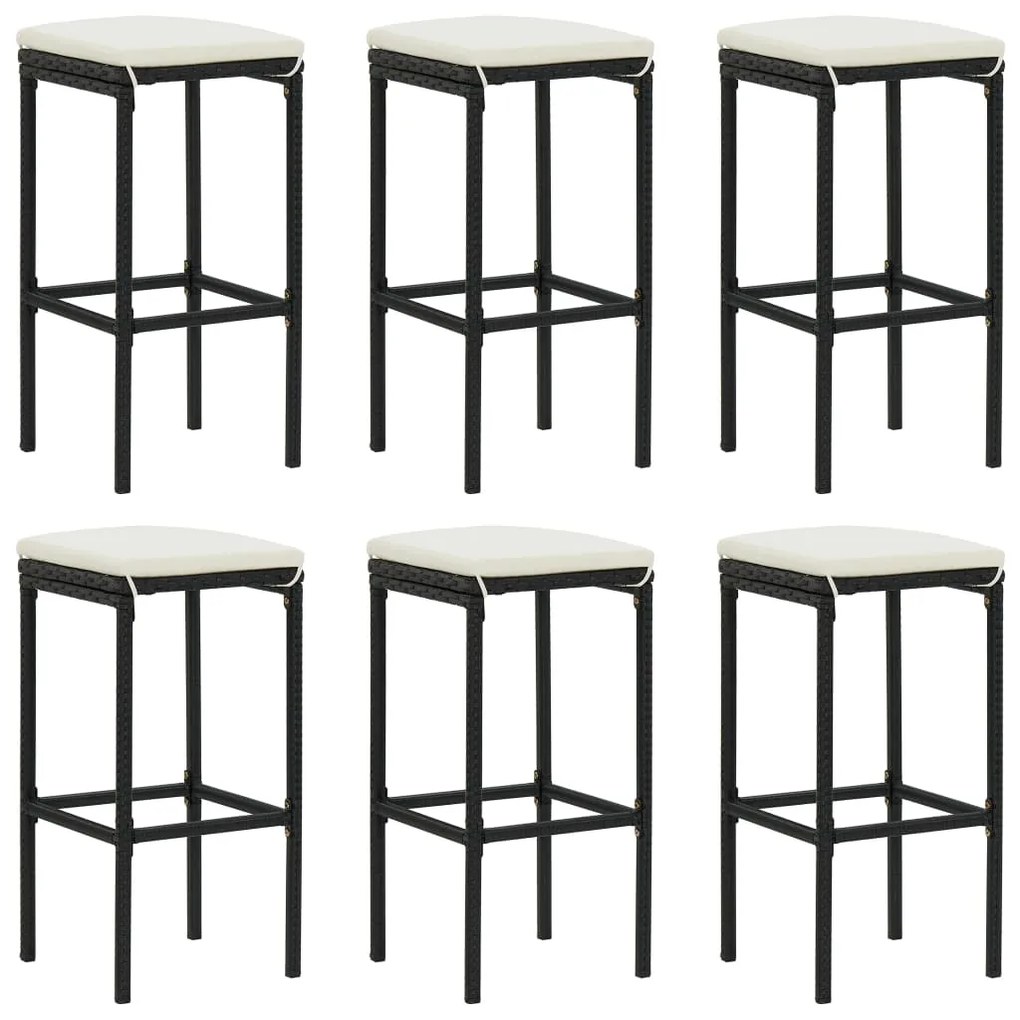 8 pcs conjunto de bar p/ jardim com almofadões vime PE preto