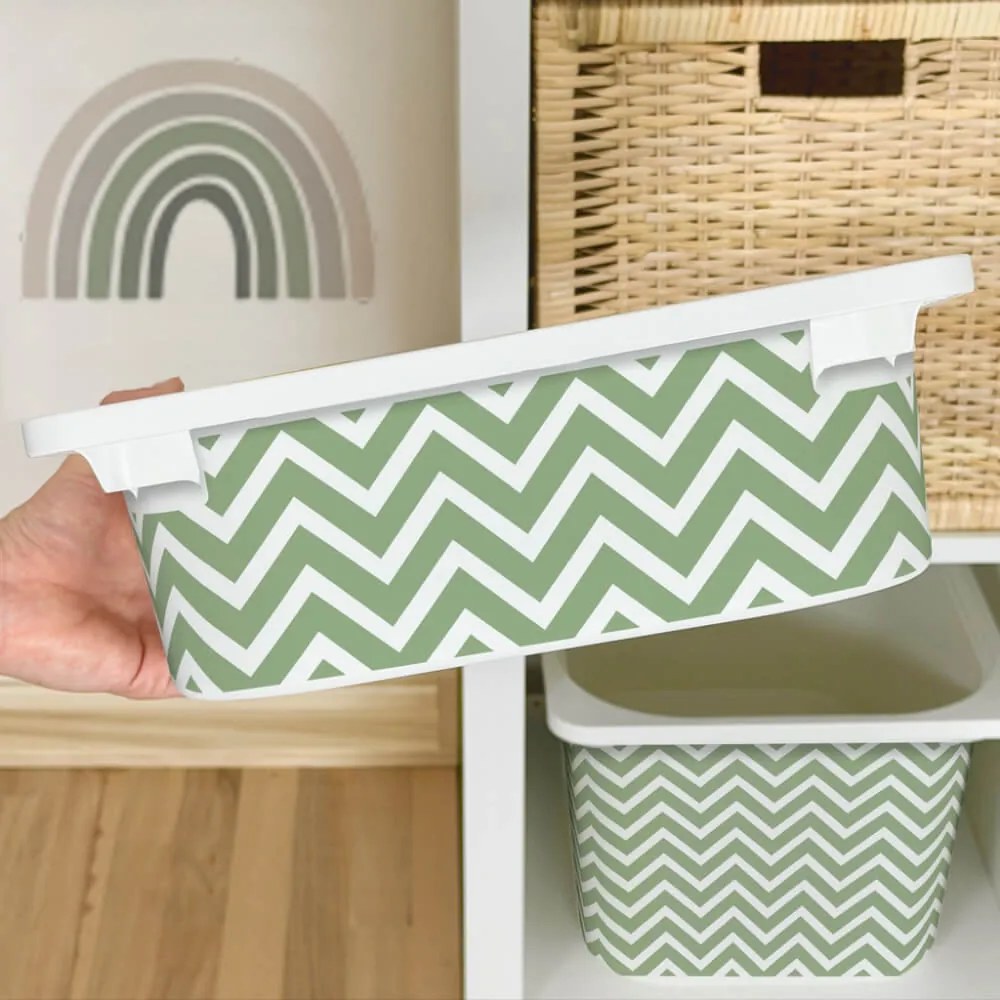 Autocolante para a caixa IKEA TROFAST - Chevron verde (ziguezague)