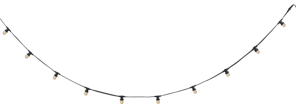 Fio de Luzes Preto Conectável com Ficha, 6m, 10 Luzes E27, IP64 - Lubber