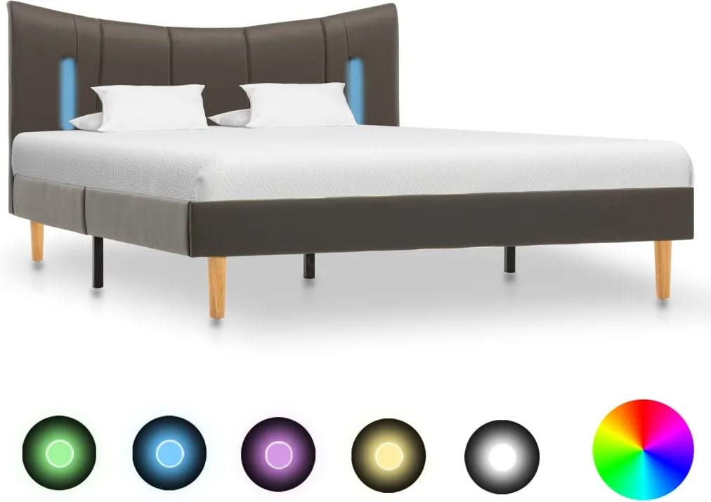 Estrutura de cama c/ LED 120x200 cm couro artificial antracite