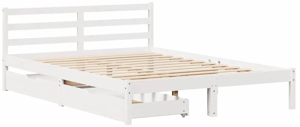 Cama sem colchão 150x200 cm madeira de pinho maciça branco