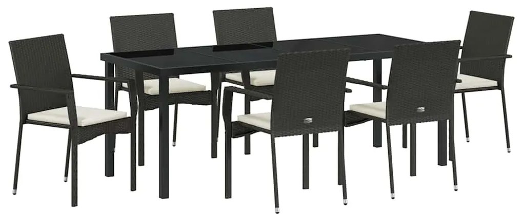 Conjunto de Jantar para Jardim 7 pcs Preto 200 x 80 x 73 cm